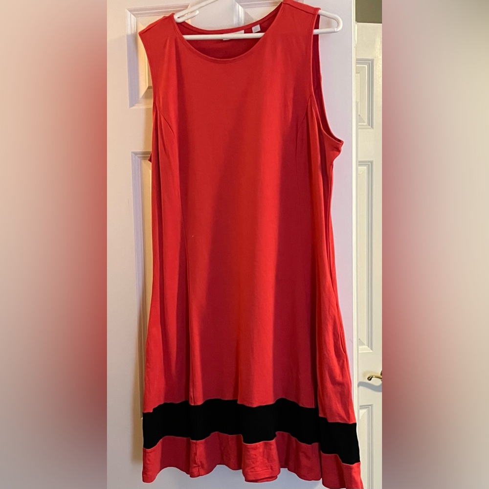 New York And Company Sleeveless Plus Red and Black Cotton Dress XXL